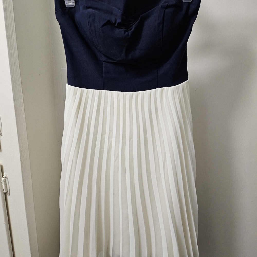 Strapless Navy and White Dress
